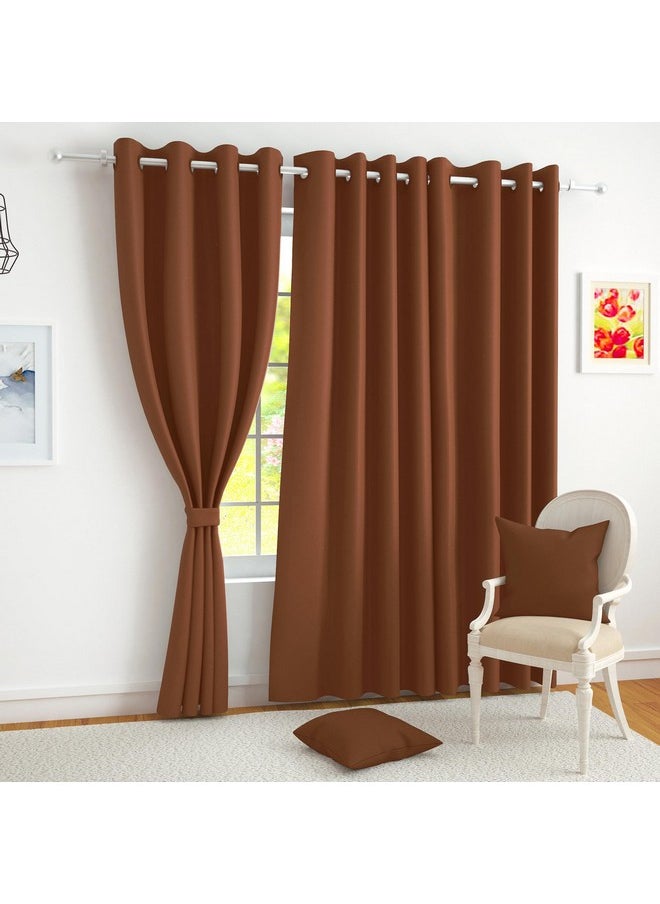 Story@Home Story@Home Blackout Long Door Curtains 9 Feet Set of 2 | Plain Design Door Curtain | Thermal Insulated Curtains | Room Darkening Curtains | Curtains for Living Room | (116 x 275 cm, Brown)  - Image 1
