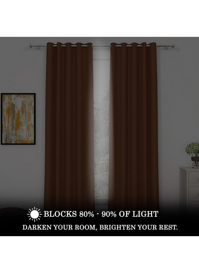 Story@Home Story@Home Blackout Long Door Curtains 9 Feet Set of 2 | Plain Design Door Curtain | Thermal Insulated Curtains | Room Darkening Curtains | Curtains for Living Room | (116 x 275 cm, Brown)  - Image 3
