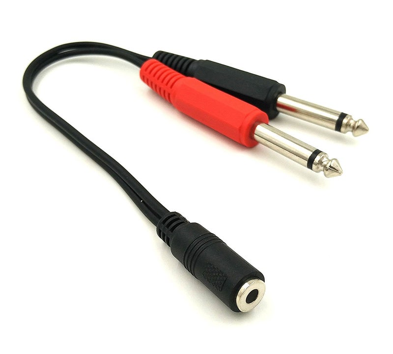 Poyiccot 3.5mm to 1/4 Adapter Cable, 1/4 Mono to 3.5mm Stereo Adapter, 1/8 to 1/4 Splitter Cable, 3.5mm 1/8 TRS Female to Dual 6.35mm 1/4 TS Male Stereo to Mono Y Splitter Cable, 20cm/8inch - Image 1