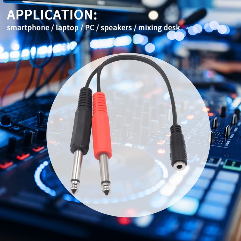 Poyiccot 3.5mm to 1/4 Adapter Cable, 1/4 Mono to 3.5mm Stereo Adapter, 1/8 to 1/4 Splitter Cable, 3.5mm 1/8 TRS Female to Dual 6.35mm 1/4 TS Male Stereo to Mono Y Splitter Cable, 20cm/8inch - Image 4