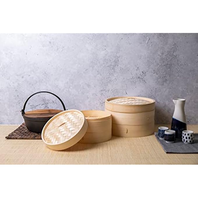 KitchenCraft World Of Flavours Two Tier Bamboo Steamer Natural25 CmWforbamboo - Image 4