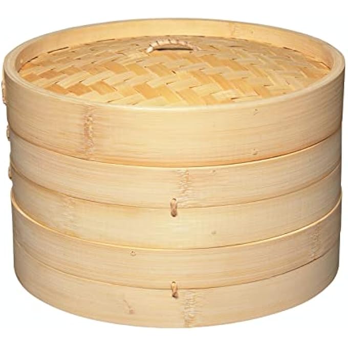 KitchenCraft World Of Flavours Two Tier Bamboo Steamer Natural25 CmWforbamboo - Image 1