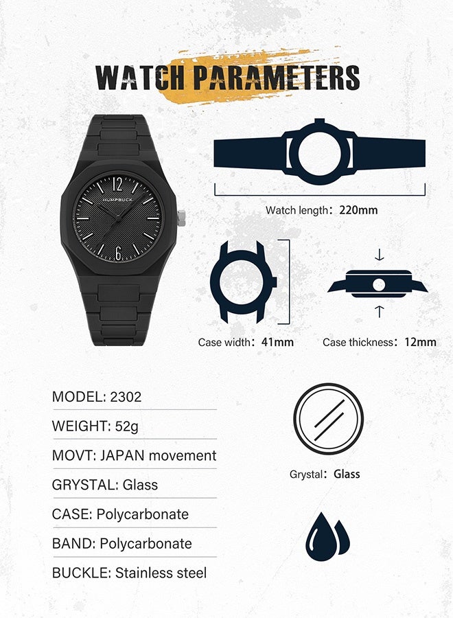 HUMPBUCK Waterproof Polycarbonate Wristwatch for Men & Women Lightweight Minimalist Design Luminous and Functional for Outdoor Activities - Image 5