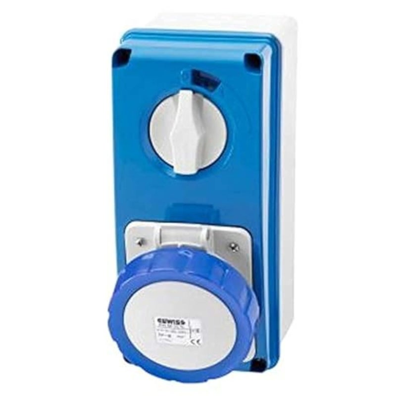 GW66216N VERTICAL FIXED INTERLOCKED SOCKET OUTLET - WITH BOTTOM - WITHOUT FUSE-HOLDER BASE - 3P+E 32A 200-250V - 50/60HZ 9H - IP67 - Image 4