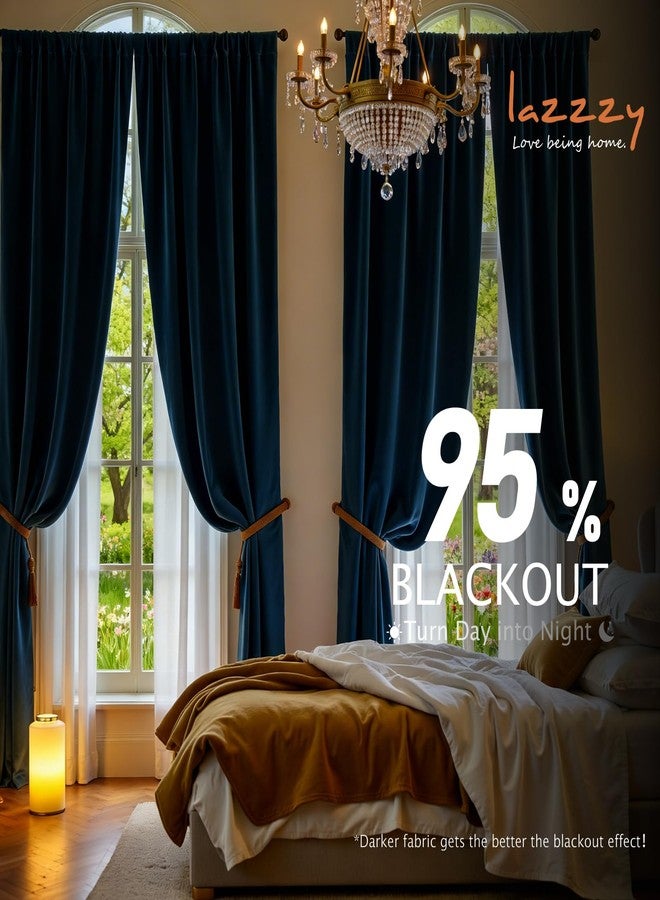 Lazzzy Dark Blue Velvet Curtains Blackout Thermal Insulated Curtains 120 Inch Long Window Drapes for Bedroom Living Room Super Soft Luxury Rod Pocket Window Treatment, 2 Panels - Image 5