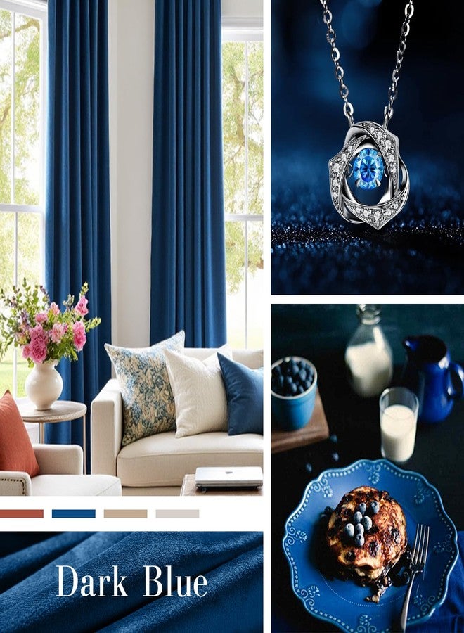 Lazzzy Dark Blue Velvet Curtains Blackout Thermal Insulated Curtains 120 Inch Long Window Drapes for Bedroom Living Room Super Soft Luxury Rod Pocket Window Treatment, 2 Panels - Image 3