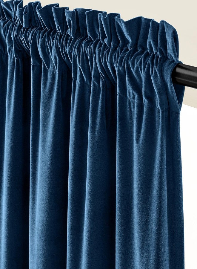 Lazzzy Dark Blue Velvet Curtains Blackout Thermal Insulated Curtains 120 Inch Long Window Drapes for Bedroom Living Room Super Soft Luxury Rod Pocket Window Treatment, 2 Panels - Image 2