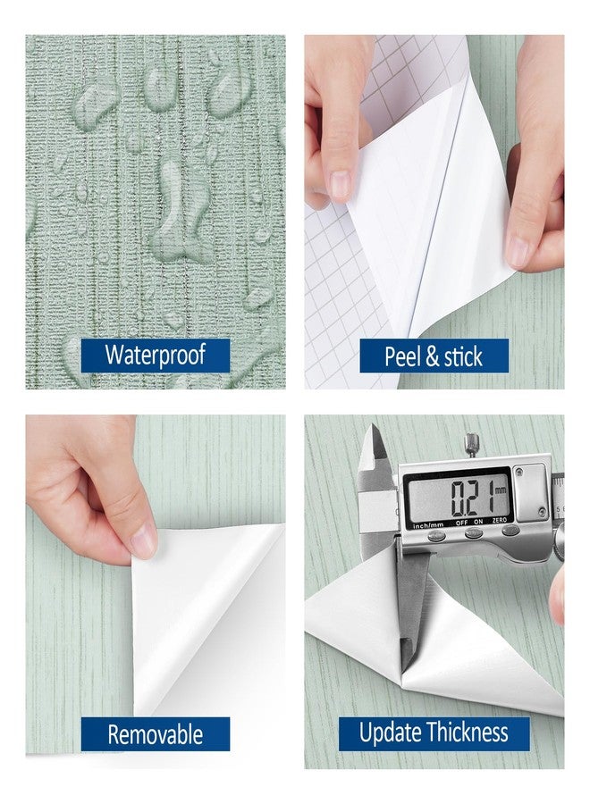FunStick Light Green Grasscloth Wallpaper Peel and Stick Textured Mint Green Wallpaper Removable Fabric Contact Paper for Cabinets Self Adhesive Grass Cloth Linen Wallpapers for Walls Desk 15.8"x78.8" - Image 4