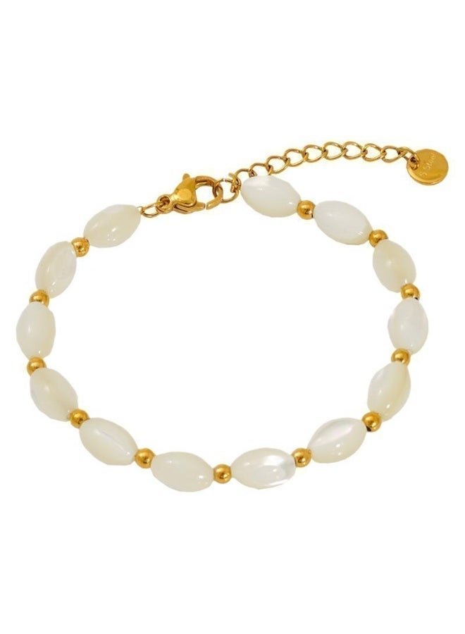AMETOER Women's Stainless Steel Bracelet | 18K Gold-Plated Baroque Pearl Design | Versatile High-End Style - Image 1
