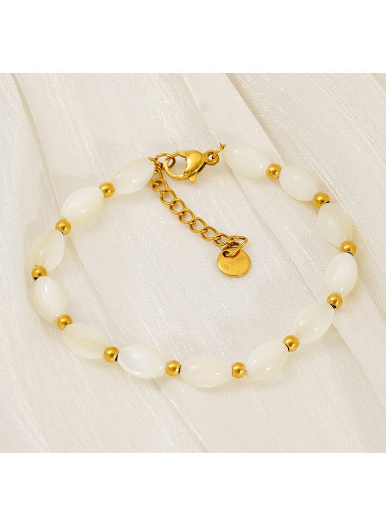 AMETOER Women's Stainless Steel Bracelet | 18K Gold-Plated Baroque Pearl Design | Versatile High-End Style - Image 5