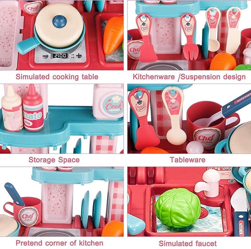 PULSBERY Kitchen Set for Kids Girls Toys | Kids Kitchen Play Set with Lights & Sound for Girls | Kitchen Playset for Kids(WD - R35) - Image 5