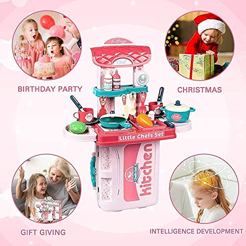 PULSBERY Kitchen Set for Kids Girls Toys | Kids Kitchen Play Set with Lights & Sound for Girls | Kitchen Playset for Kids(WD - R35) - Image 3