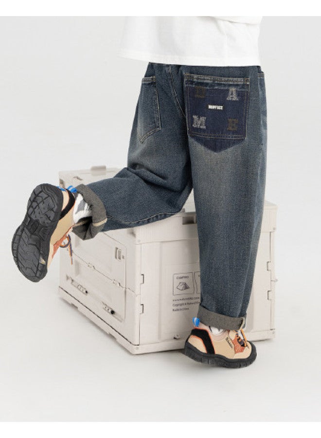 Soft سروال أطفال فضفاض، جينز أولاد ربيع وخريف 2025 بأسلوب جديد، سروال طويل متعدد الاستخدامات للأطفال من متوسط إلى كبير في الخريف - Image 1