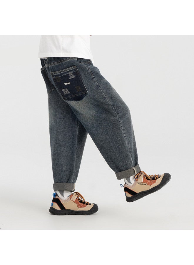 Soft سروال أطفال فضفاض، جينز أولاد ربيع وخريف 2025 بأسلوب جديد، سروال طويل متعدد الاستخدامات للأطفال من متوسط إلى كبير في الخريف - Image 3