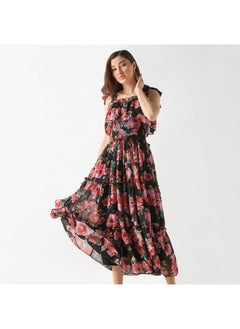 2Xtremz 2Xtremz All-Over Floral Print Sleeveless Dress with Shirred Detail  - Image 1