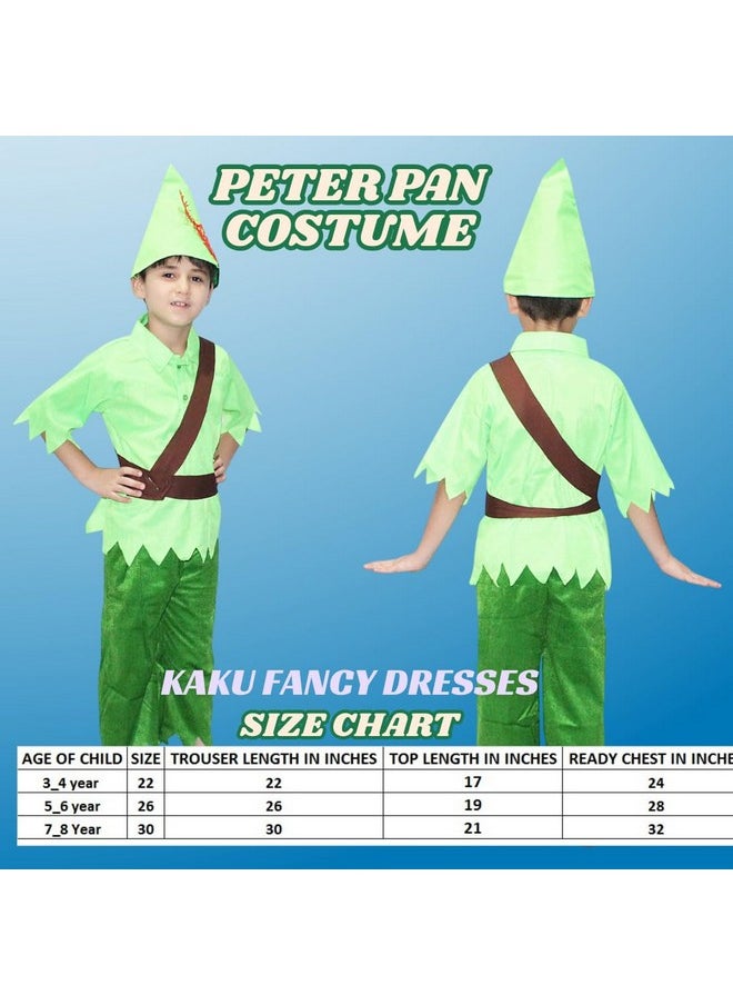 Kaku Fancy Dresses Kaku Fancy Dresses Fairy Tales Peter Pan Costume -Green & Brown, 5-6 Years, For Boys  - Image 4