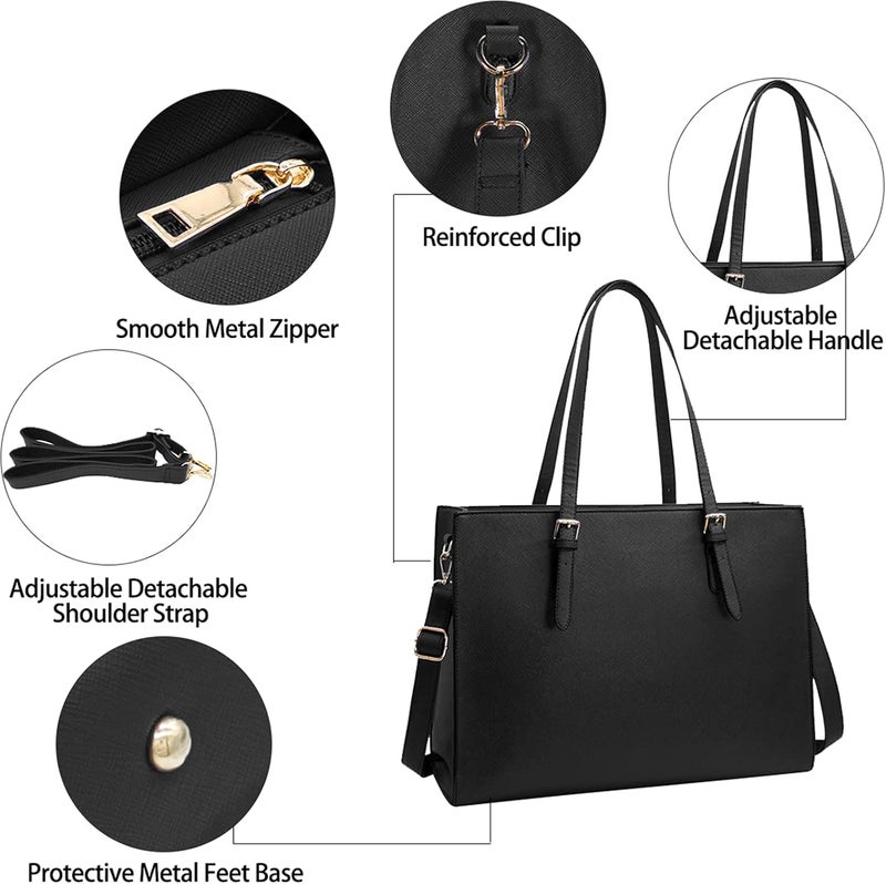 NUBILY Laptop Bag for Women Waterproof Lightweight Leather 15.6 Inch Computer Tote Bag - Image 5