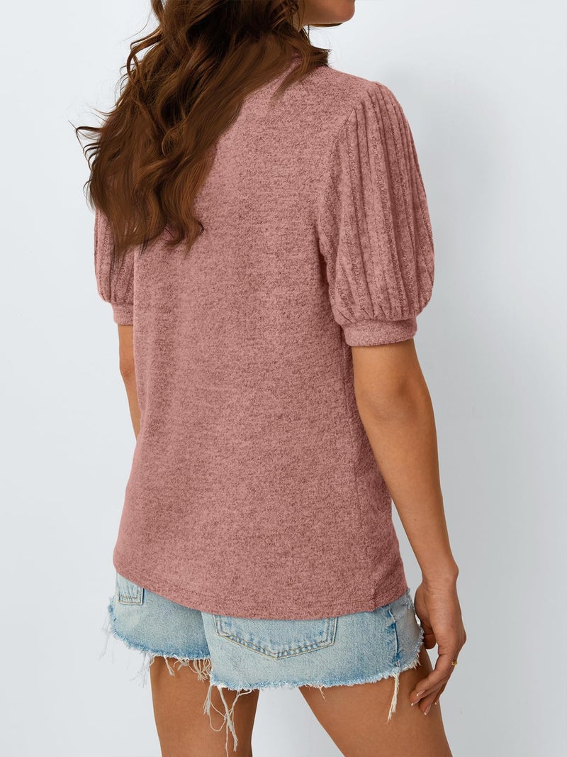 AUTOMET Womens Tops Summer Sweater Spring Tunic Dressy Casual Blouses Business Cute Trendy Short Sleeve Shirt 2026 Coral 2XL - Image 4