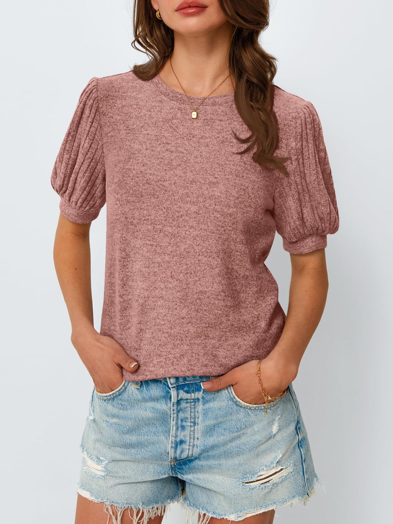 AUTOMET Womens Tops Summer Sweater Spring Tunic Dressy Casual Blouses Business Cute Trendy Short Sleeve Shirt 2026 Coral 2XL - Image 2