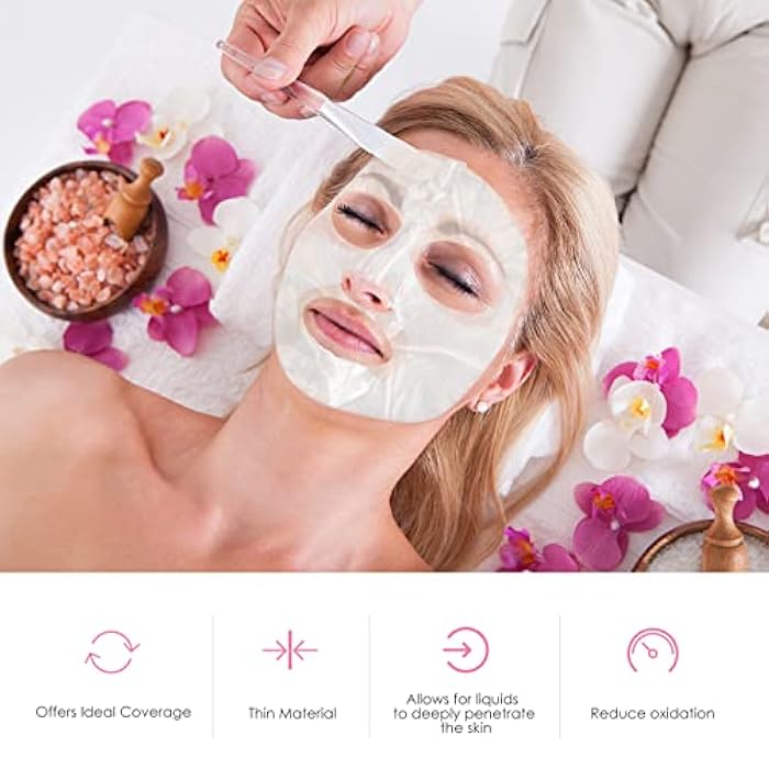 Maitys 200 Sheets Facial Plastic Mask Disposable Facial Sheet Mask Transparent Face Masks Skincare Preservative DIY Clear Spa Thin Plastic Wrap Moisture Retention - Image 3