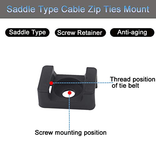 Luckkyme Pro-Grade, Slim, 1x .6 Cable Tie Mounts With Screws 100 Pack. High Strength, Black Zip Tie Bases For Wire Management. Permanently Anchor To Wall, Desk or Baseboard. Run Cords at Your Home or Office - Image 4
