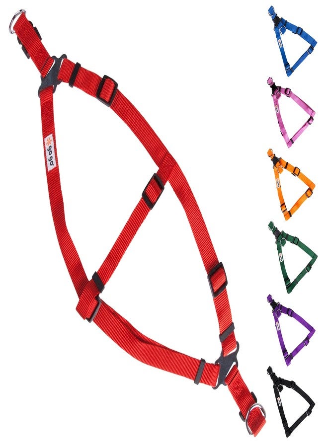 GOGO Pet Products Comfy Nylon 3/4-Inch Adjustable Easy Pet Harness, Medium, Red - Image 1