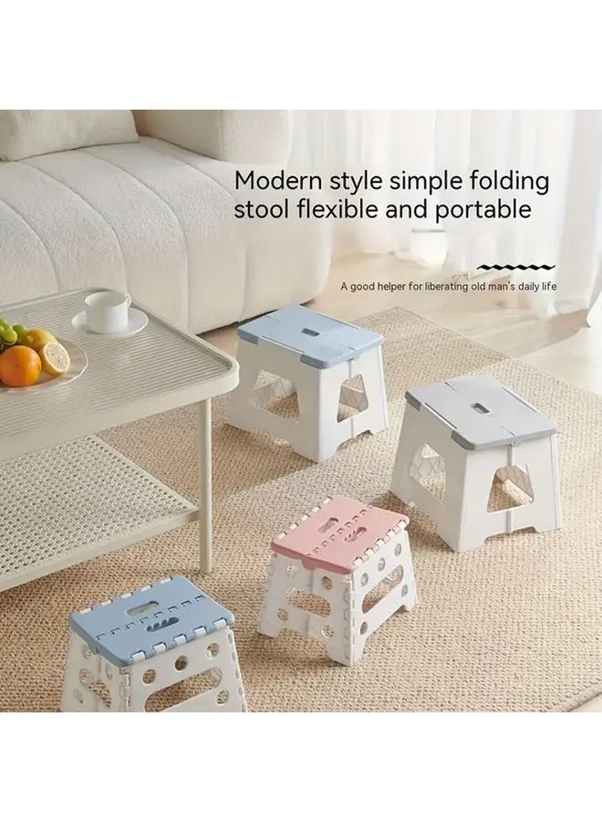 Foldable Plastic Stool Square Small Blue Portable Durable for Home Outdoor - Image 2