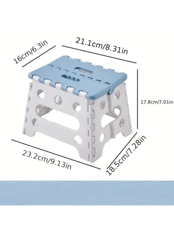 Foldable Plastic Stool Square Small Blue Portable Durable for Home Outdoor - Image 3