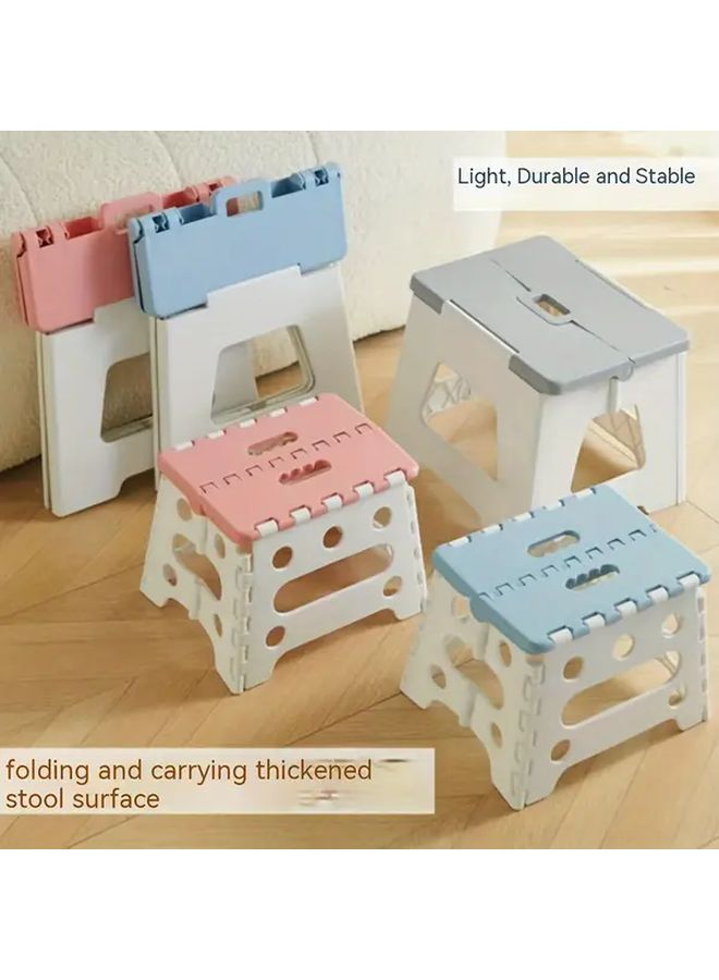 Foldable Plastic Stool Square Small Blue Portable Durable for Home Outdoor - Image 1