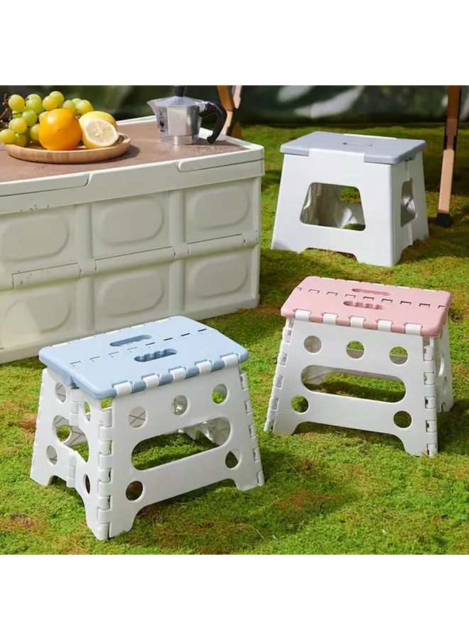 Foldable Plastic Stool Square Small Blue Portable Durable for Home Outdoor - Image 4