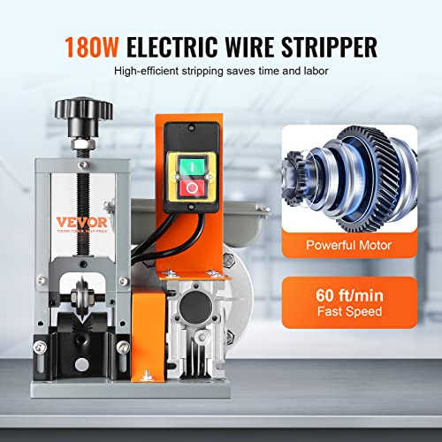 VEVOR Electric Wire Stripping Machine, 0.06''-1.18'' Automatic Wire Stripper, 180 W, 60 ft/min with Visible Stripping Depth Reference - Image 2