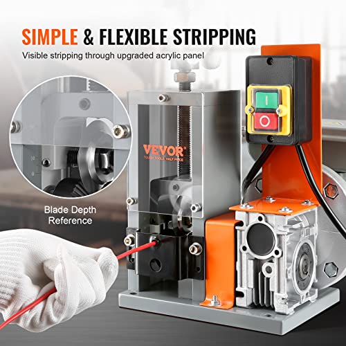 VEVOR Electric Wire Stripping Machine, 0.06''-1.18'' Automatic Wire Stripper, 180 W, 60 ft/min with Visible Stripping Depth Reference - Image 3