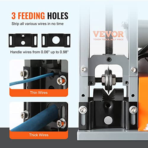 VEVOR Electric Wire Stripping Machine, 0.06''-1.18'' Automatic Wire Stripper, 180 W, 60 ft/min with Visible Stripping Depth Reference - Image 4