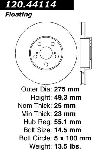 Centric Parts 121.44114 C-Tek Standard Brake Rotor - Image 2