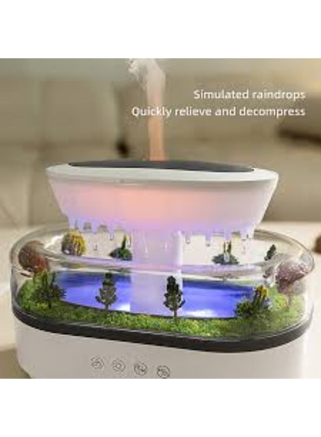 مرطبات هواء بقطرات المطر لغرف النوم - جهاز تعطير برائحة الأشجار، مرطب هواء بالتنقيط، موزع هواء مع 7 ألوان إضاءة متغيرة لغرفة النوم الكبيرة - Image 1