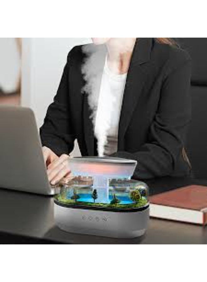 مرطبات هواء بقطرات المطر لغرف النوم - جهاز تعطير برائحة الأشجار، مرطب هواء بالتنقيط، موزع هواء مع 7 ألوان إضاءة متغيرة لغرفة النوم الكبيرة - Image 4