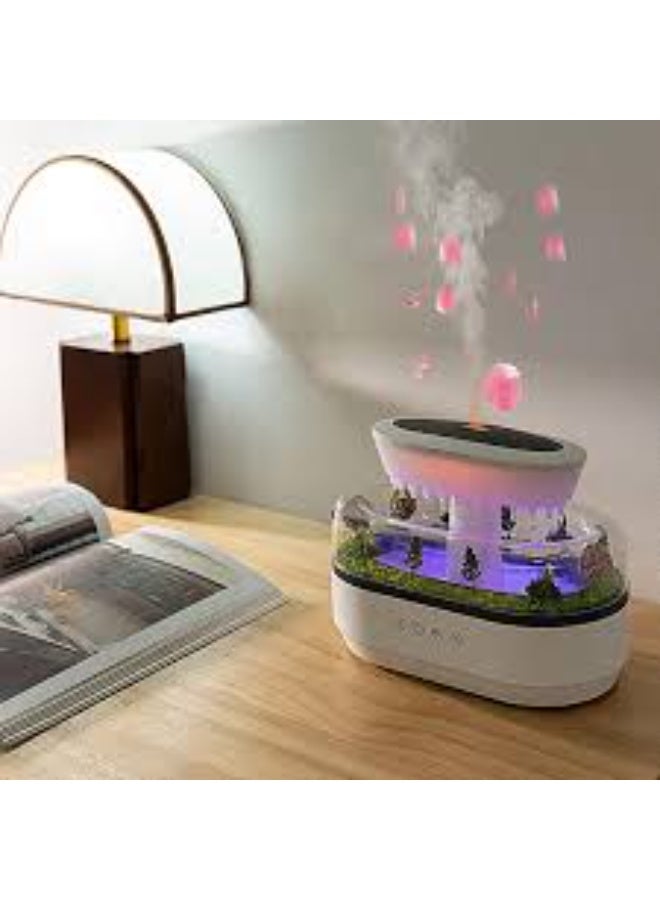 مرطبات هواء بقطرات المطر لغرف النوم - جهاز تعطير برائحة الأشجار، مرطب هواء بالتنقيط، موزع هواء مع 7 ألوان إضاءة متغيرة لغرفة النوم الكبيرة - Image 2