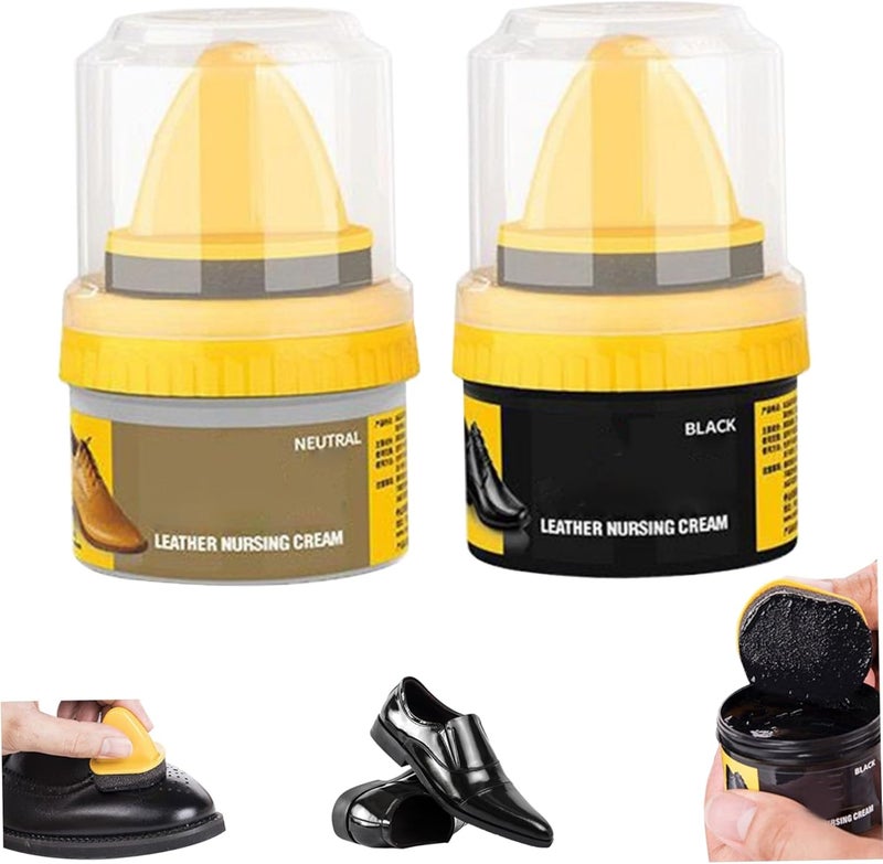 Leather Care Kit with 50ML Black & Clear Polishes - Professional Grade Shoe Shine and Cleaning Set for Boots, Shoes, and Purses; Restores, Cleans, & Shines – Suitable for All Leather Types - Image 2