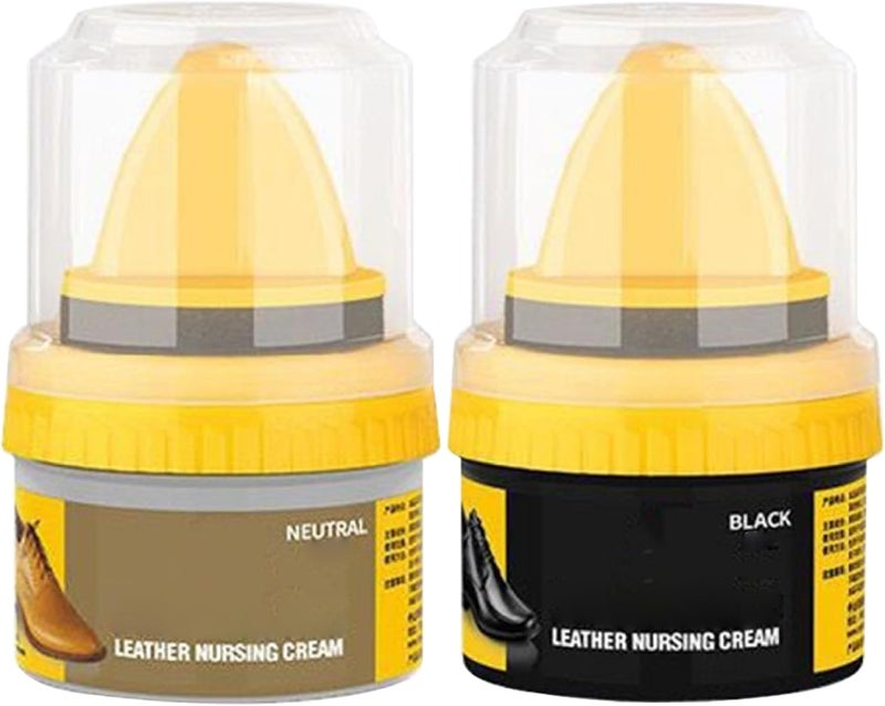 Leather Care Kit with 50ML Black & Clear Polishes - Professional Grade Shoe Shine and Cleaning Set for Boots, Shoes, and Purses; Restores, Cleans, & Shines – Suitable for All Leather Types - Image 1