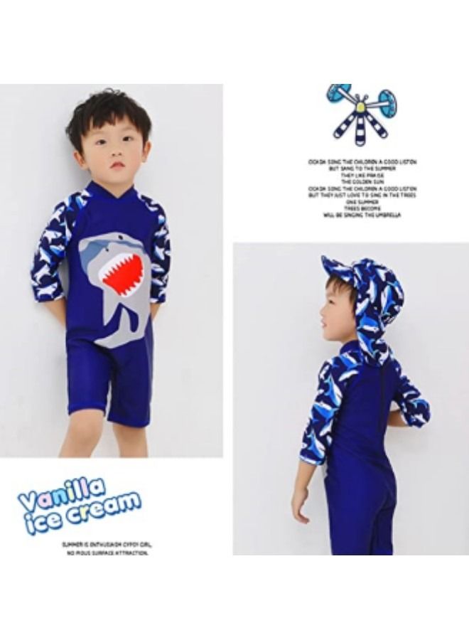 GGEROU Boys Swimsuit Set with Cap,Sun Protection Cartoon Animals Shape Swimwear Kids Swimming Costume - Image 3