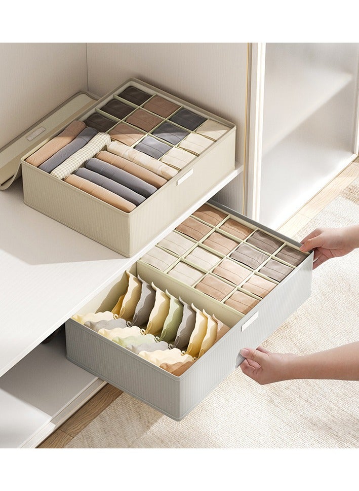 Hanayo Sock Drawer Organizer with Lid 17 Cells Foldable Underwear and Bras Drawer Organizers Non-woven Fabric Storage Box Divider Bins for Bra Socks Underware Ties(Grey) - Image 3