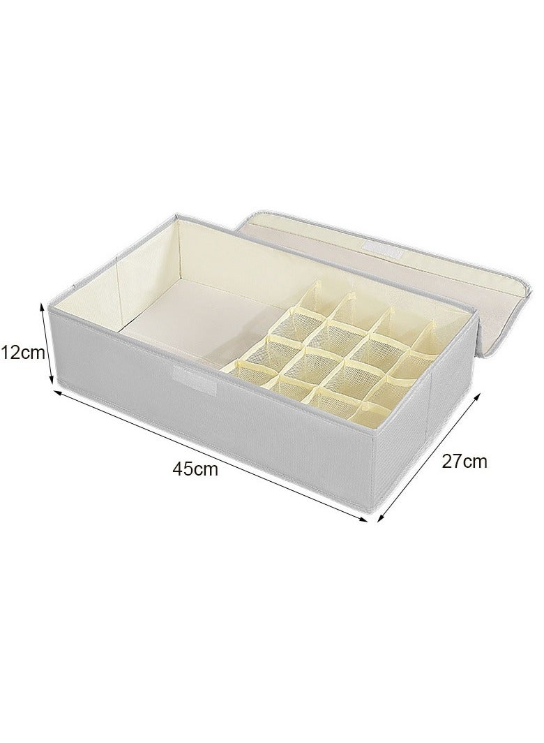 Hanayo Sock Drawer Organizer with Lid 17 Cells Foldable Underwear and Bras Drawer Organizers Non-woven Fabric Storage Box Divider Bins for Bra Socks Underware Ties(Grey) - Image 2