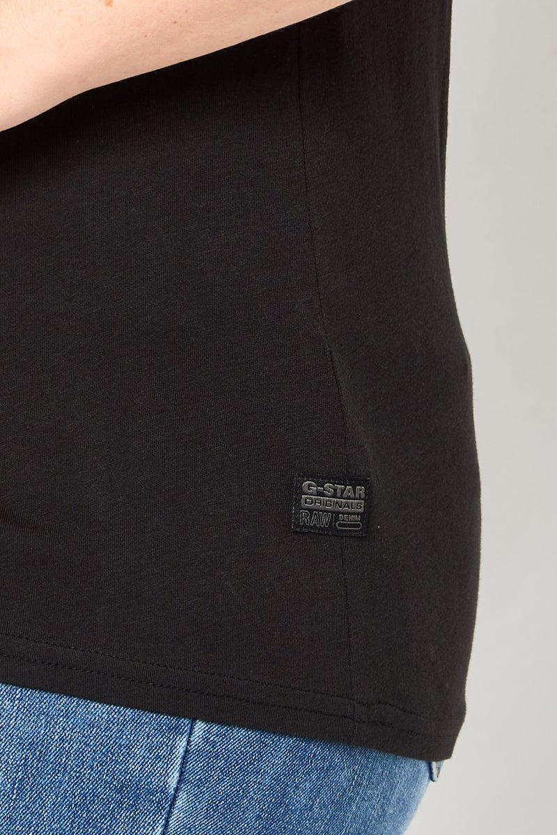 G-Star RAW Women V-Neck Short Sleeve Graphic Print Blouse, Dark Black - Image 3