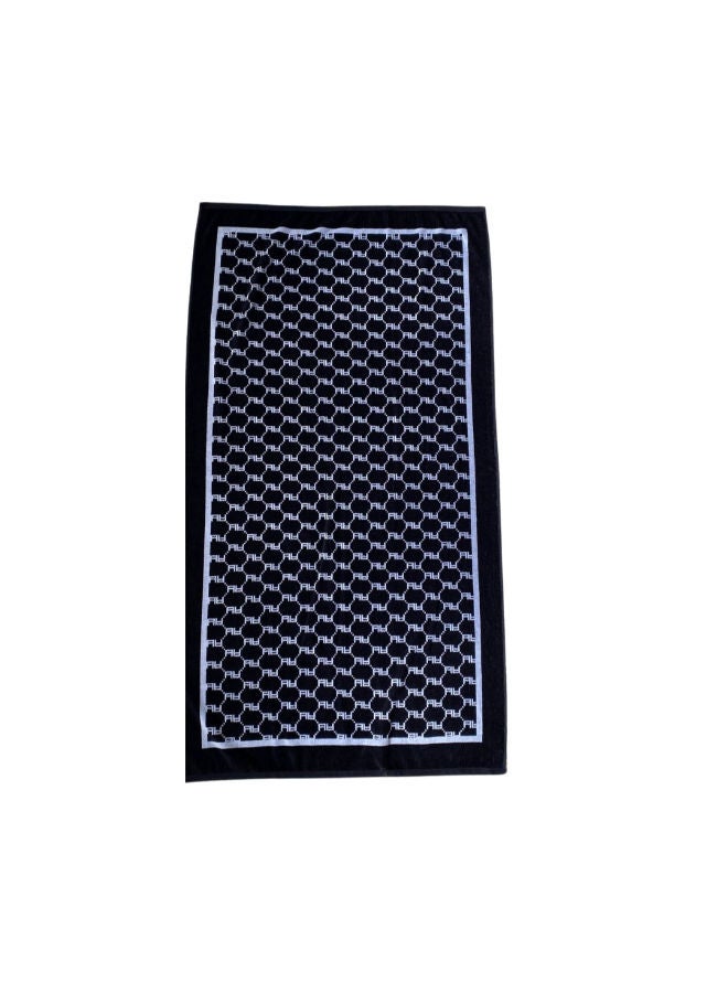 توالا منشفة شاطئ توالا، أسود وأبيض، قطن 100%، 175×95 سم - Image 2