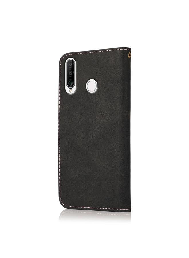 Green Tiger Case For Huawei P30 lite Dual-color Stitching Leather Phone Case - Image 3