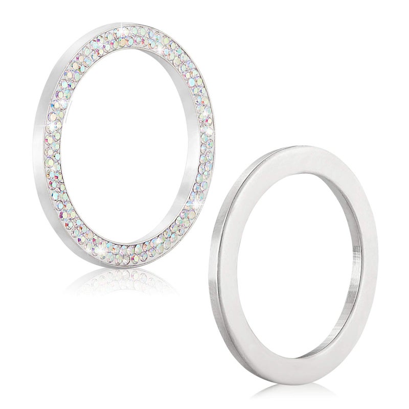 WINKA 2pcs Bling Car Engine Start Button Cover Diamond Crystal Push Start Stop Button Ring Sparkly Bling Ignition Button Cover Rhinestone Keyless Ignition Ring Universal Car Accessories (Colorful) - Image 3