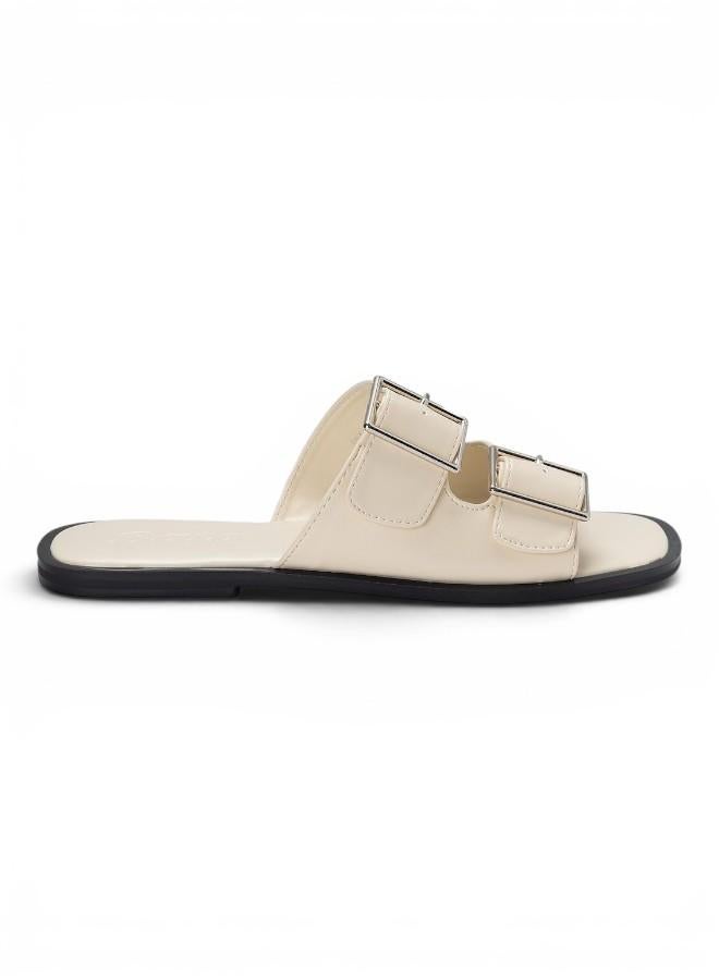 Bata Buckle Detail Flat Slide Sandals - Image 1