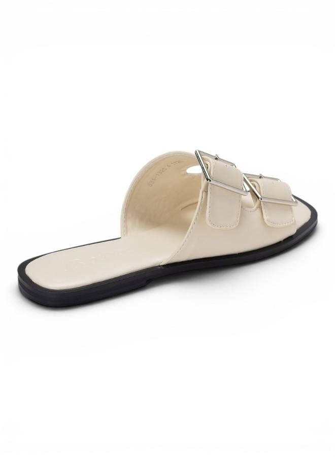 Bata Buckle Detail Flat Slide Sandals - Image 3