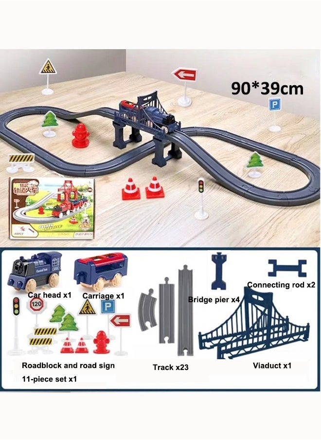 90cm electric rail train playset Electric high-speed rail train toys Assemble the rail train set Model train toys Train toys with tracks Birthday present Toys for boys(blue)  - Image 3