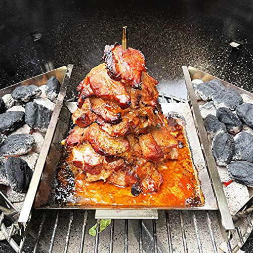 GRILLVANA Stainless Steel Vertical Skewer for Tacos Al Pastor, Shawarma, Kebabs- BBQ Grilling Accessory w/ 2 removable spikes (8.5” and 12”)- Use on Charcoal Grills or Stove- Handles, No Drip Plate - Image 5
